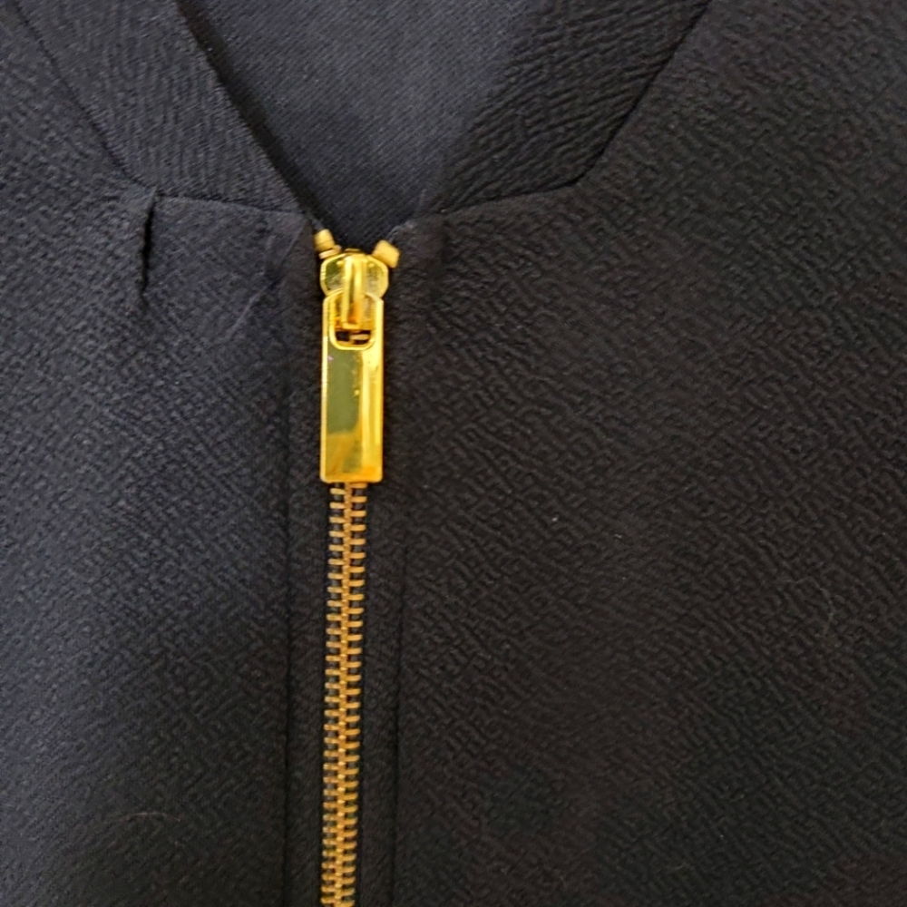 Olivia Blu Black Bomber Jacket With Gold Zipper Detailing​ - Picture 6 of 12